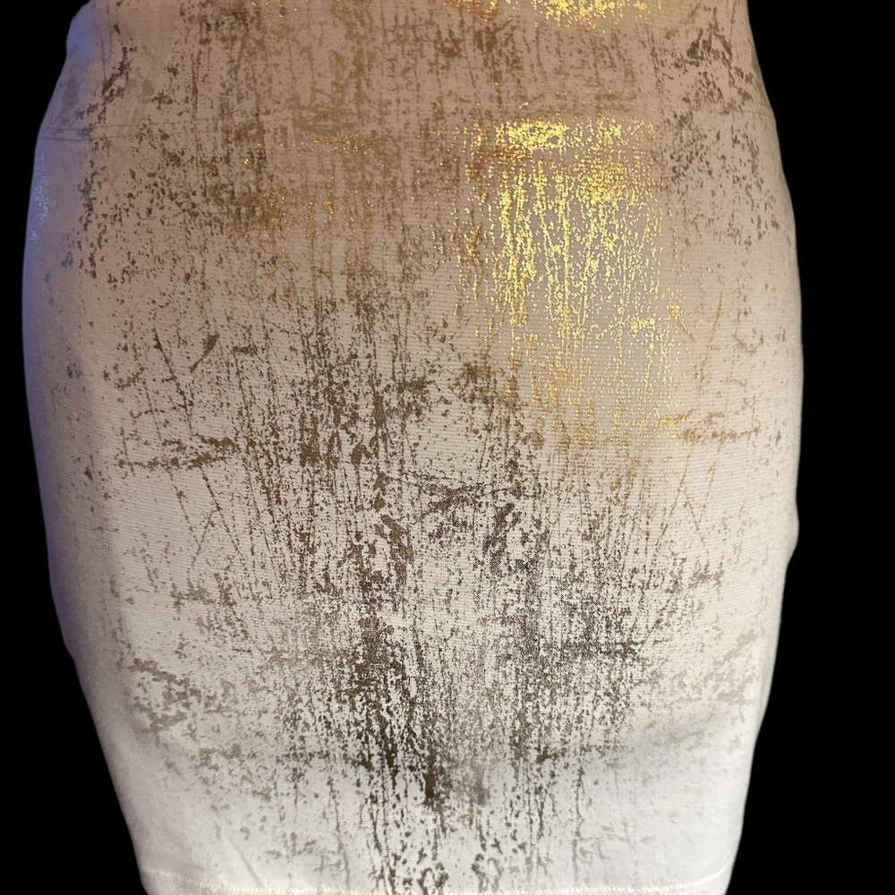 Body C White with Gold Bodycon Club Skirt